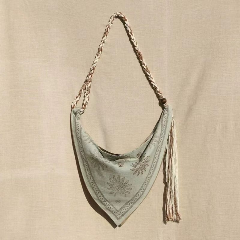 Linen Bag Bulk - Bohemian Dreieckige Schulter-Umhängetasche Retro Mode Leinen-Print