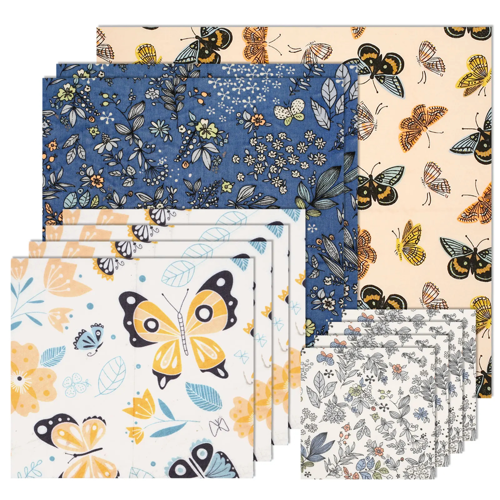 Beeswax Wrap Reusable - 11-teiliges Bienenwachs-Lebensmittelverpackungsset Wiederverwendbare Umweltfreundliche Bio-Baumwolle Brot-Sandwich-Käse-Obst-Verpackungen