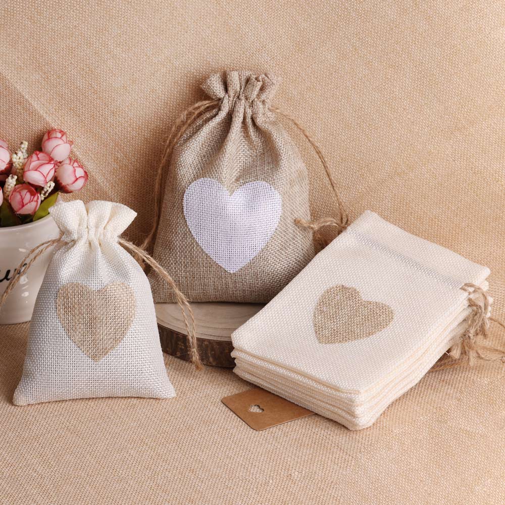 5 teile/los Herz Leinen Schmuc – Linen Bag Bulk Bewertung und Preis