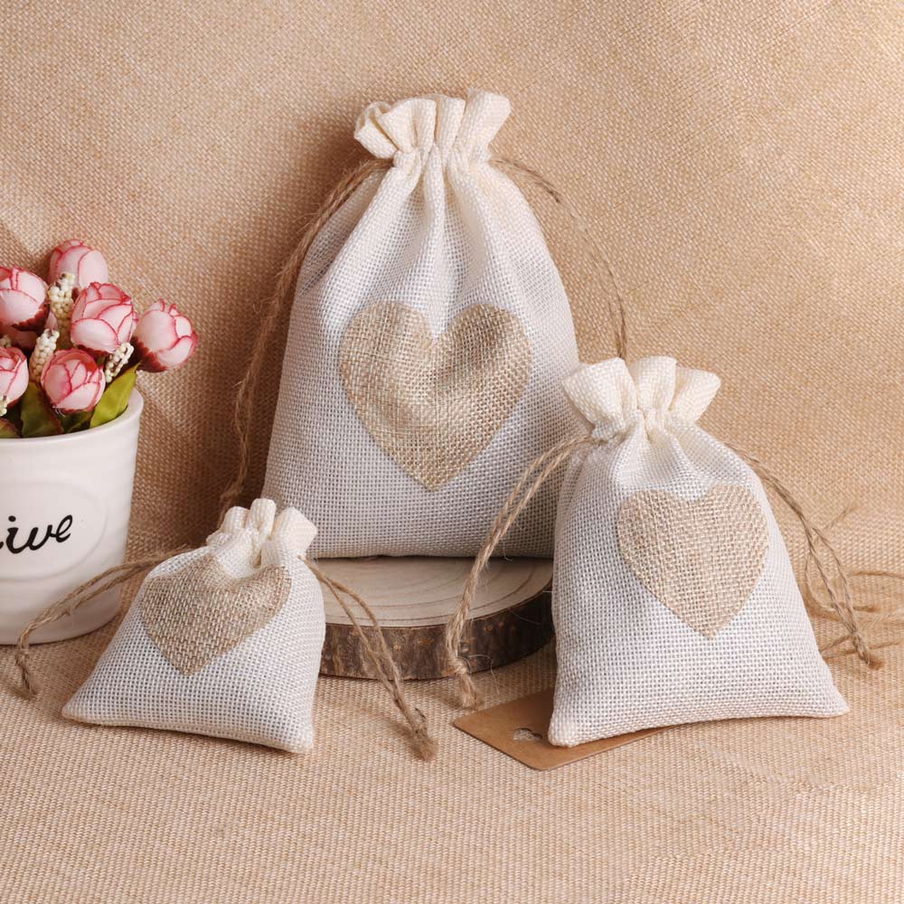 5 teile/los Herz Leinen Schmuc – Linen Bag Bulk Bewertung und Preis